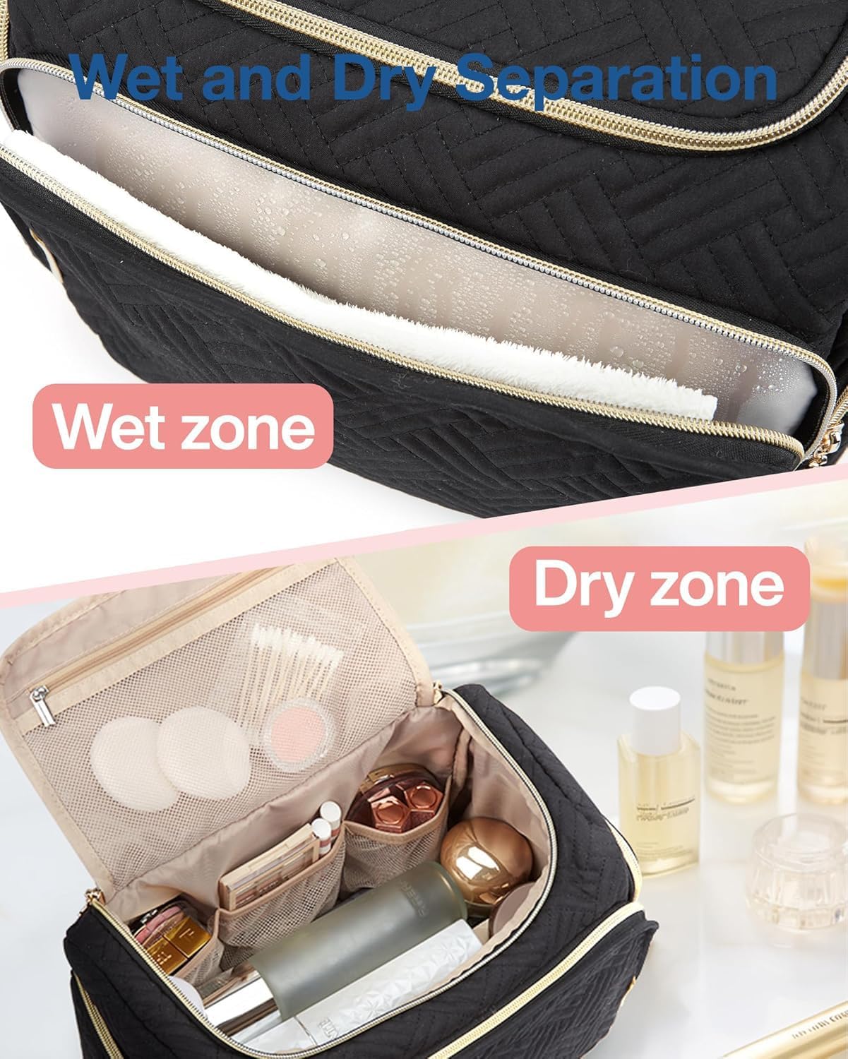 BAGSMART Travel Toiletry Bag for Women, Cosmetic Bag Makeup Bag Organizer with H... 3 BAGSMART Travel Toiletry Bag for Women, Cosmetic Bag Makeup Bag Organizer with H... - Image 3