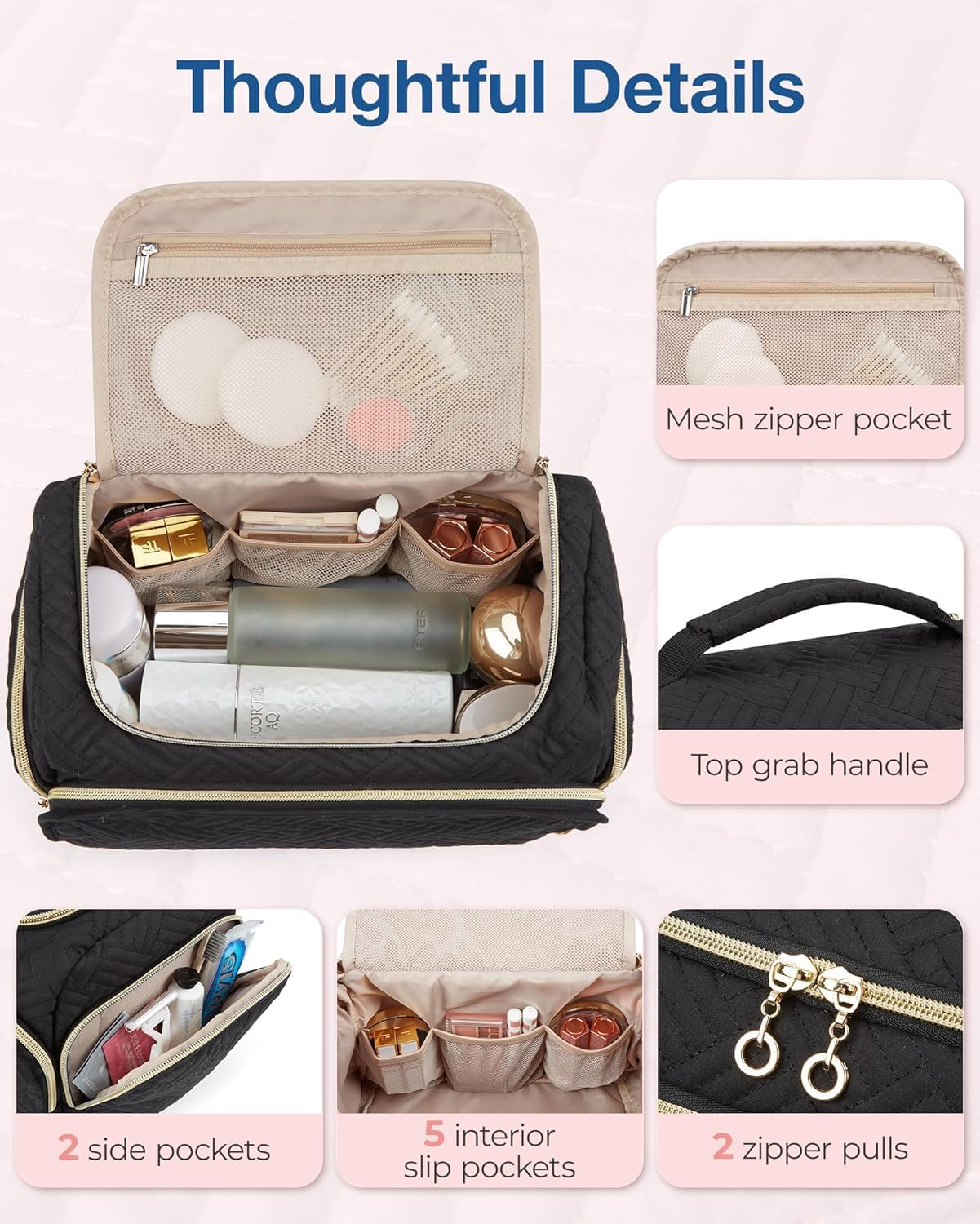 BAGSMART Travel Toiletry Bag for Women, Cosmetic Bag Makeup Bag Organizer with H... 4 BAGSMART Travel Toiletry Bag for Women, Cosmetic Bag Makeup Bag Organizer with H... - Image 4