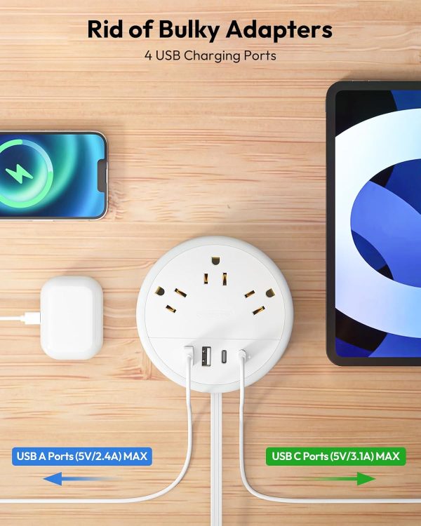 NTONPOWER Travel Power Strip, Travel Essentials, Cruise Essentials 3 Outlets 4 U... - Image 3