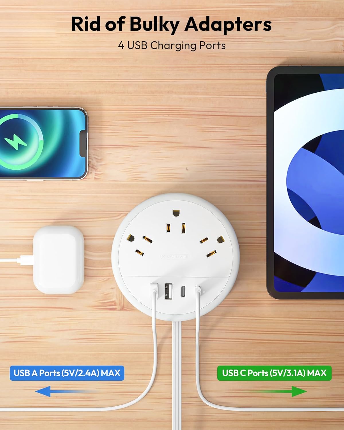 NTONPOWER Travel Power Strip, Travel Essentials, Cruise Essentials 3 Outlets 4 U... 3 NTONPOWER Travel Power Strip, Travel Essentials, Cruise Essentials 3 Outlets 4 U... - Image 3