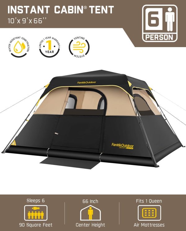 FanttikOutdoor Camping Tent 4/6/8/10 Person Instant Cabin Tent Setup in 60 Secon... - Image 3