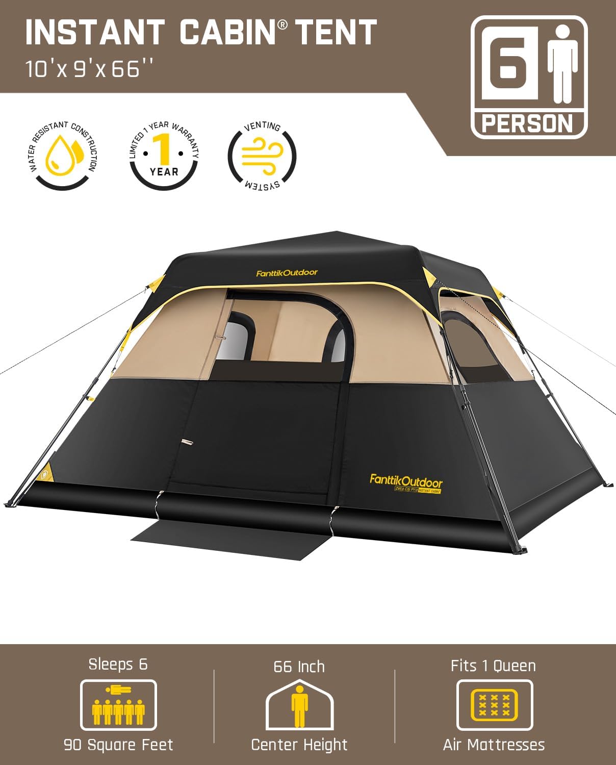 FanttikOutdoor Camping Tent 4/6/8/10 Person Instant Cabin Tent Setup in 60 Secon... 3 FanttikOutdoor Camping Tent 4/6/8/10 Person Instant Cabin Tent Setup in 60 Secon... - Image 3
