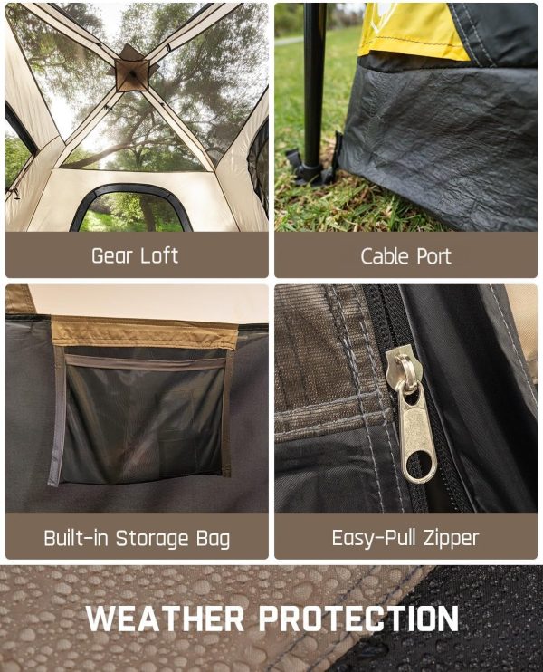 FanttikOutdoor Camping Tent 4/6/8/10 Person Instant Cabin Tent Setup in 60 Secon... - Image 7
