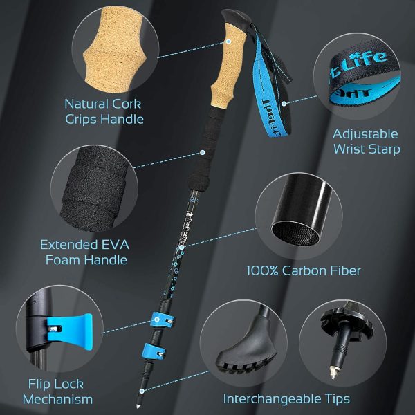 TheFitLife Carbon Fiber Trekking Poles – Collapsible and Telescopic Walking Stic... - Image 4