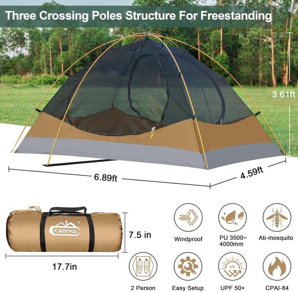 2 Person Backpacking Tent, Waterproof 4 Season Tent, Windproof Cold Weather Wint... - Image 4