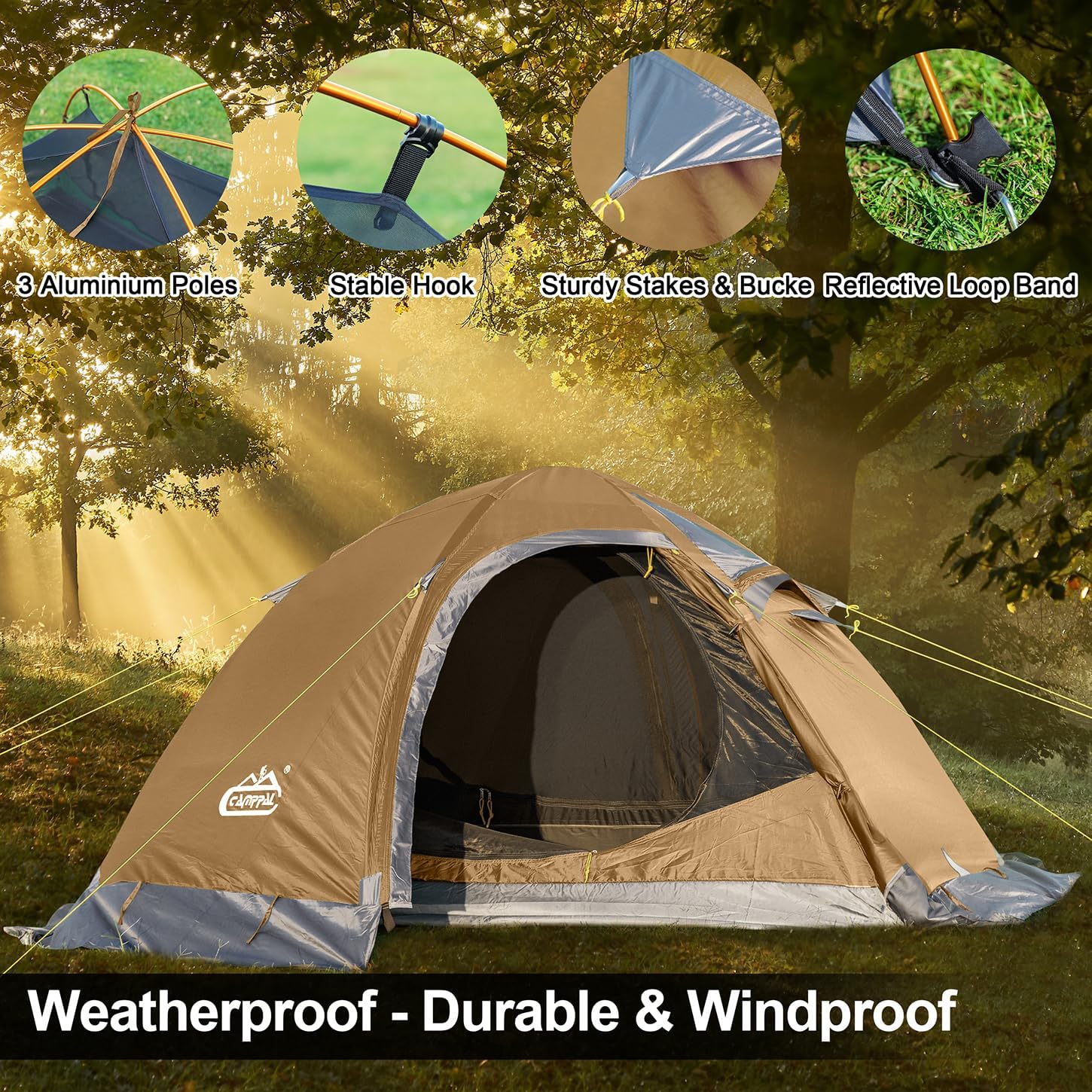 2 Person Backpacking Tent, Waterproof 4 Season Tent, Windproof Cold Weather Wint... 7 2 Person Backpacking Tent, Waterproof 4 Season Tent, Windproof Cold Weather Wint... - Image 7