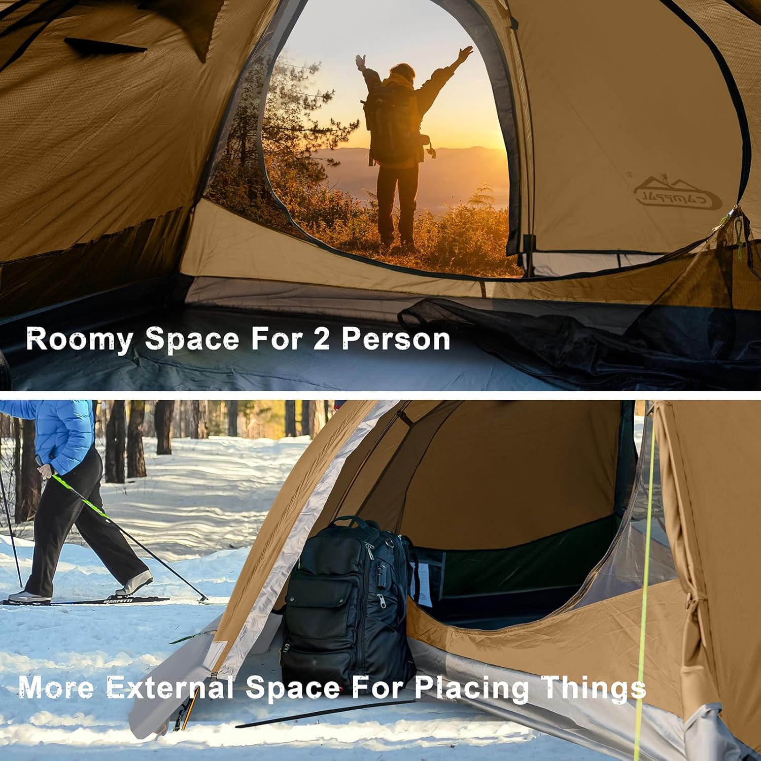 2 Person Backpacking Tent, Waterproof 4 Season Tent, Windproof Cold Weather Wint... 10 2 Person Backpacking Tent, Waterproof 4 Season Tent, Windproof Cold Weather Wint... - Image 10