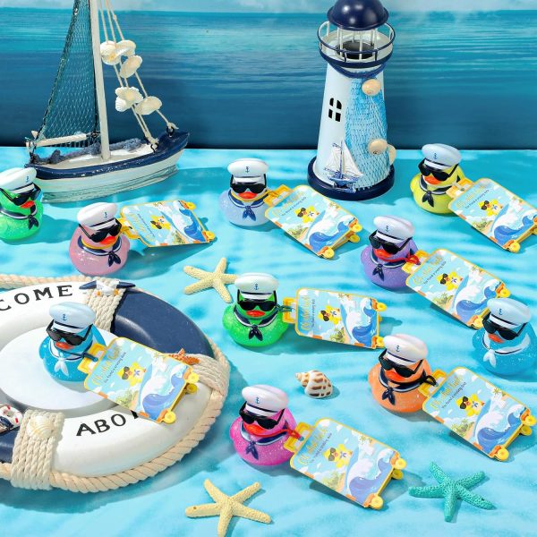 72 Pcs Duck Tag Cruise Kit Includes 24 Mini Cruise Glitter Rubber Ducks with Sun... - Image 4