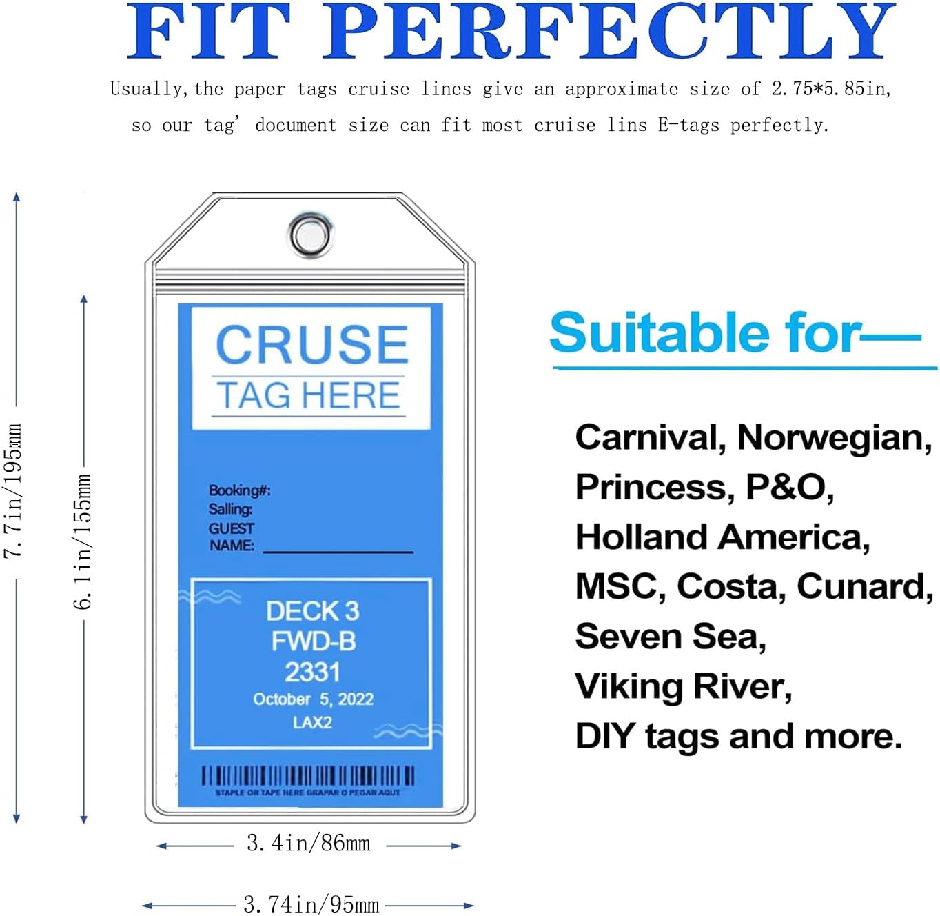 4 Pack Cruise Luggage Tags Holder for Carnival, MSC, Princess, NCL Cruise Ships ... 3 4 Pack Cruise Luggage Tags Holder for Carnival, MSC, Princess, NCL Cruise Ships ... - Image 3