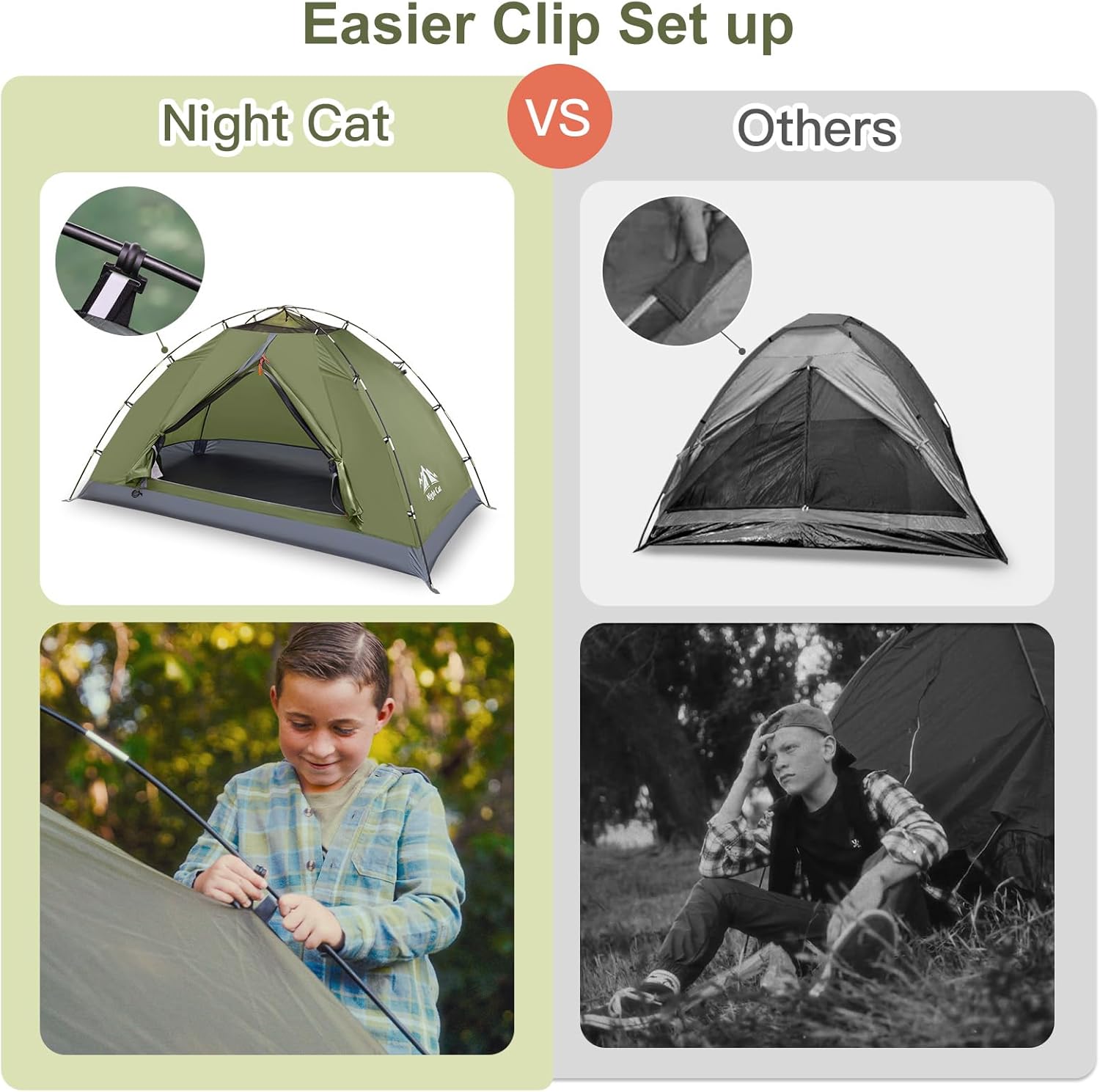 Night Cat Upgraded Backpacking Tents 1 2 Persons Easy Clip Setup Camping Tent Ad... 3 Night Cat Upgraded Backpacking Tents 1 2 Persons Easy Clip Setup Camping Tent Ad... - Image 3