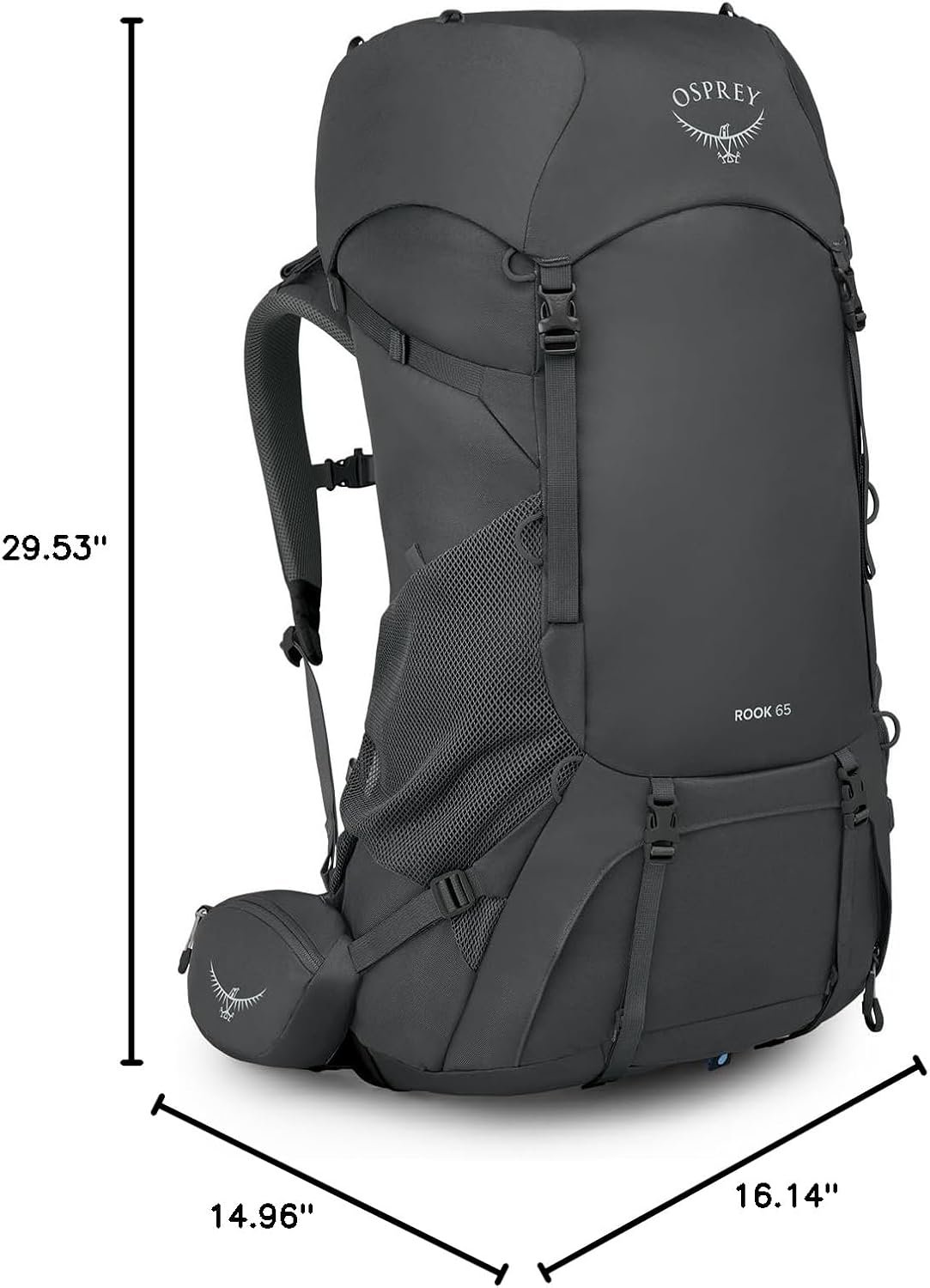 Osprey Rook 65L Men's Backpacking Backpack, Dark Charcoal/Silver Lining, Extende... 6 Osprey Rook 65L Men's Backpacking Backpack, Dark Charcoal/Silver Lining, Extende... - Image 9