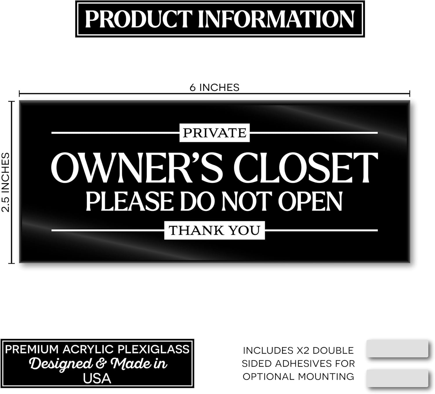Acrylic 2.5x6 Owners Closet Sign, No Guest Access Sign, Compatible with Airbnb E... 3 Acrylic 2.5x6 Owners Closet Sign, No Guest Access Sign, Compatible with Airbnb E... - Image 3