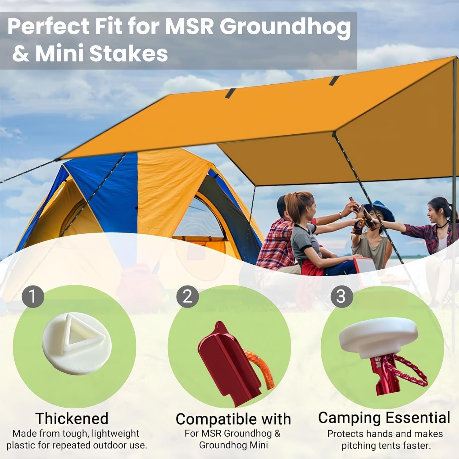 2-Pack 3D Printed Tent Stake Pusher Caps for MSR Groundhog & Mini – Fits 7.5" & ... 3 2-Pack 3D Printed Tent Stake Pusher Caps for MSR Groundhog & Mini – Fits 7.5" & ... - Image 3