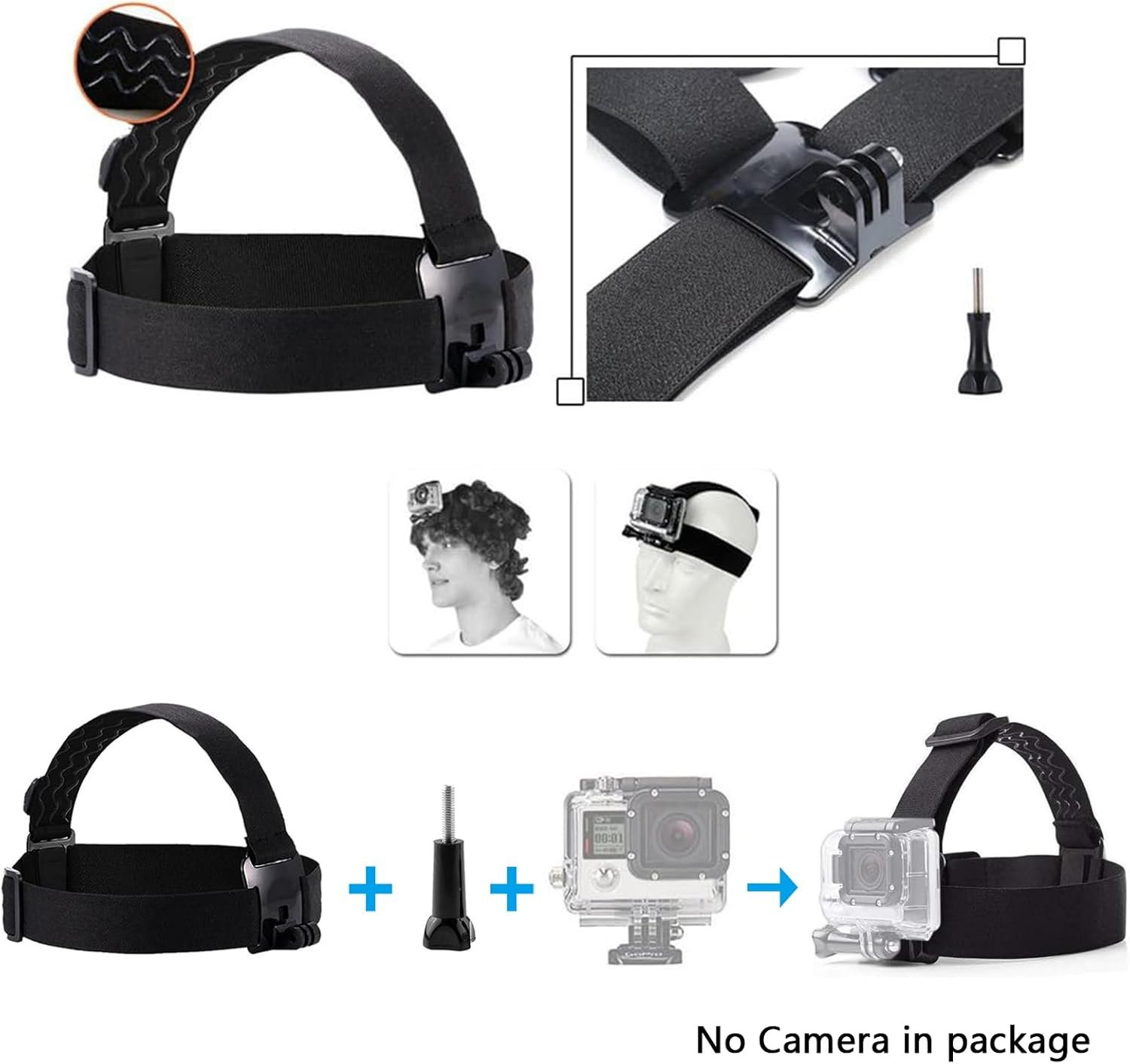 Action Camera Head Mount Strap Compatible with Gopro Hero 13 12 11 10 9 8/AKASO ... 3 Action Camera Head Mount Strap Compatible with Gopro Hero 13 12 11 10 9 8/AKASO ... - Image 3