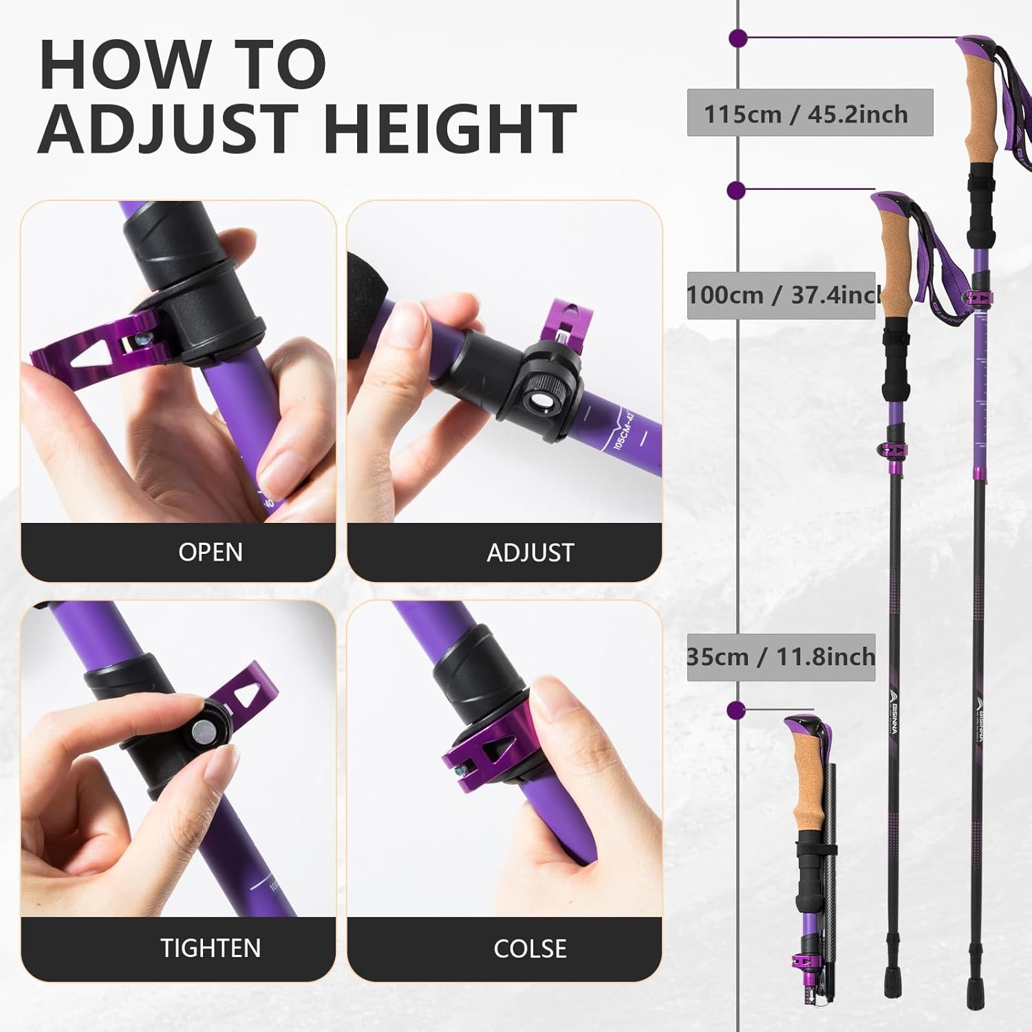 BISINNA Carbon Fiber Trekking Poles Collapsible Hiking Poles Lightweight Walking... 5 BISINNA Carbon Fiber Trekking Poles Collapsible Hiking Poles Lightweight Walking... - Image 5