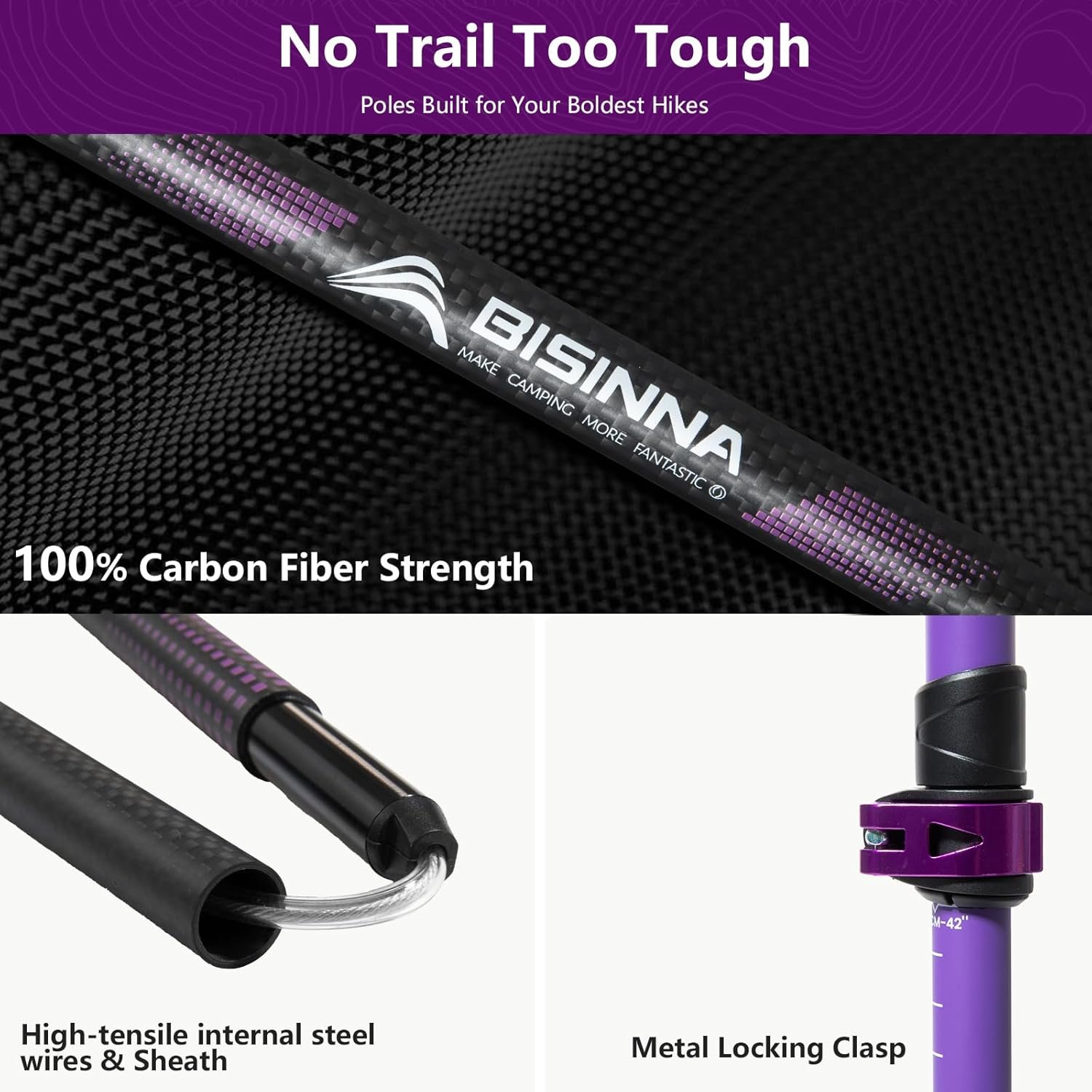 BISINNA Carbon Fiber Trekking Poles Collapsible Hiking Poles Lightweight Walking... 7 BISINNA Carbon Fiber Trekking Poles Collapsible Hiking Poles Lightweight Walking... - Image 7