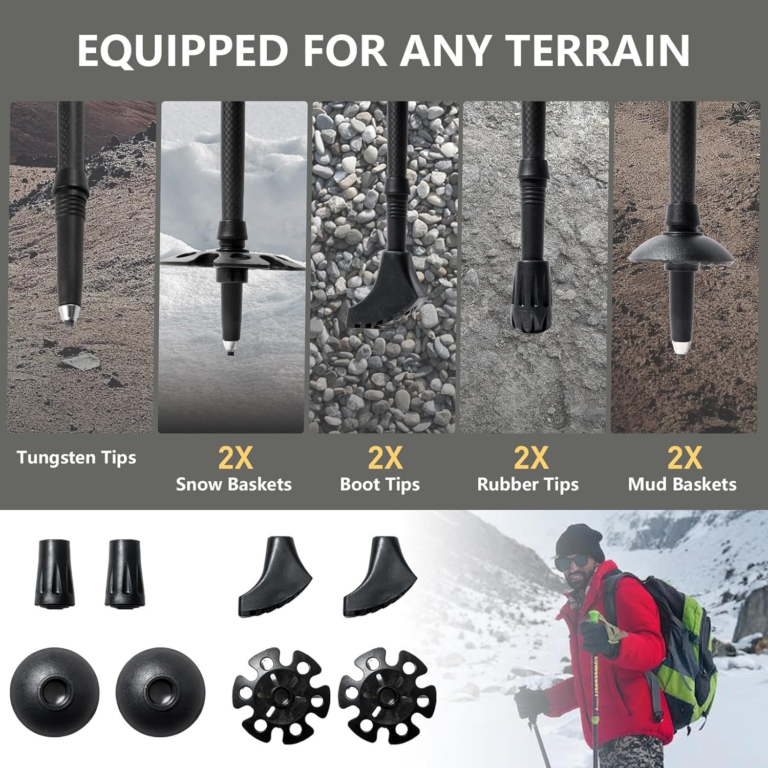 BISINNA Carbon Fiber Trekking Poles Collapsible Hiking Poles Lightweight Walking... 8 BISINNA Carbon Fiber Trekking Poles Collapsible Hiking Poles Lightweight Walking... - Image 8