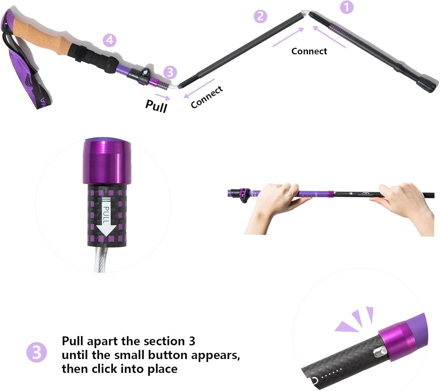 BISINNA Carbon Fiber Trekking Poles Collapsible Hiking Poles Lightweight Walking... 9 BISINNA Carbon Fiber Trekking Poles Collapsible Hiking Poles Lightweight Walking... - Image 9