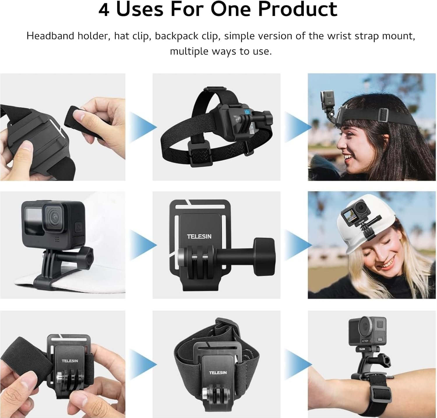TELESIN Head Strap Mount with Cap Clip, Quick Release Head Belt Mount Compatible... 5 TELESIN Head Strap Mount with Cap Clip, Quick Release Head Belt Mount Compatible... - Image 5