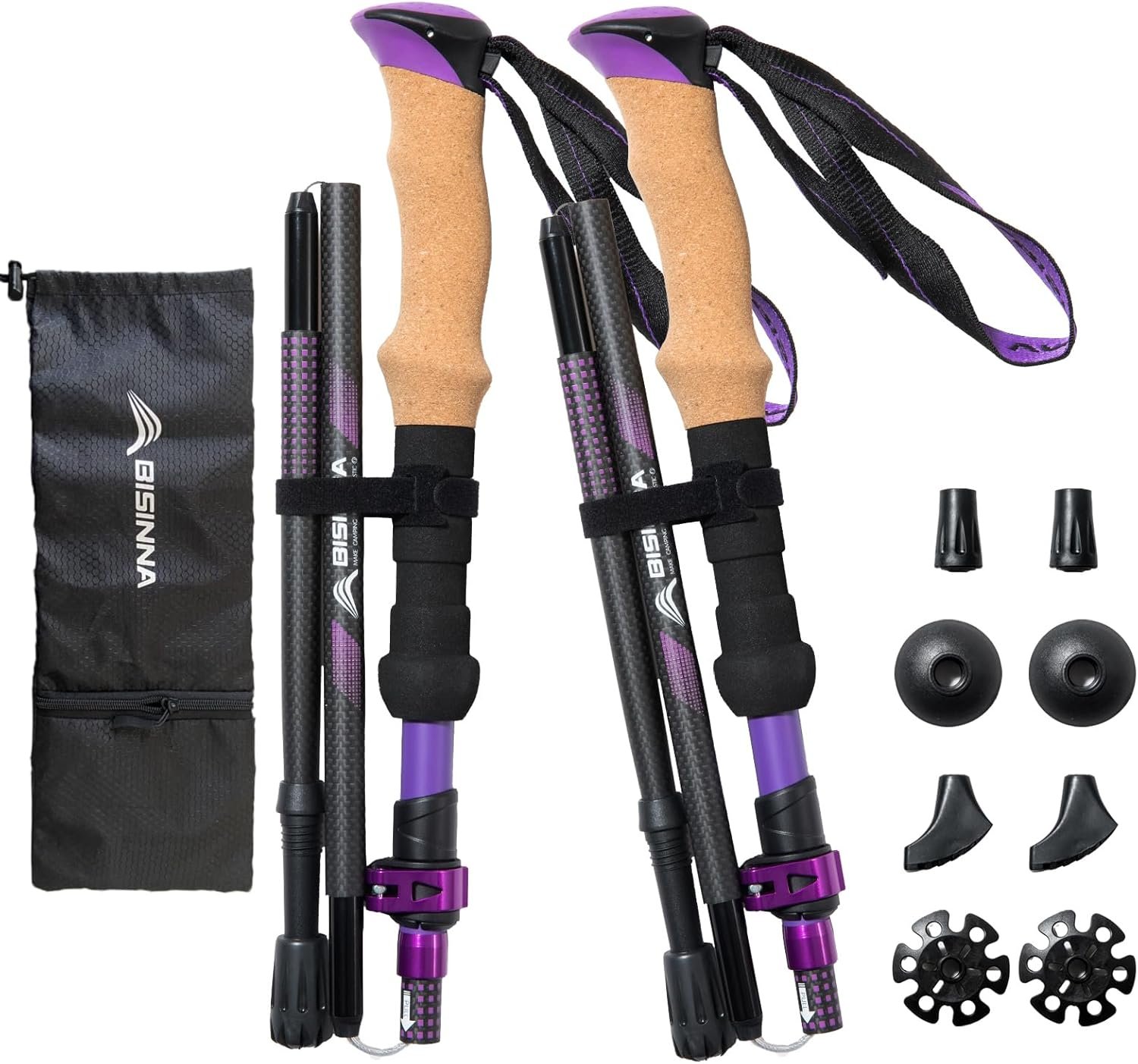 BISINNA Carbon Fiber Trekking Poles Collapsible Hiking Poles Lightweight Walking... 2 BISINNA Carbon Fiber Trekking Poles Collapsible Hiking Poles Lightweight Walking... - Image 2