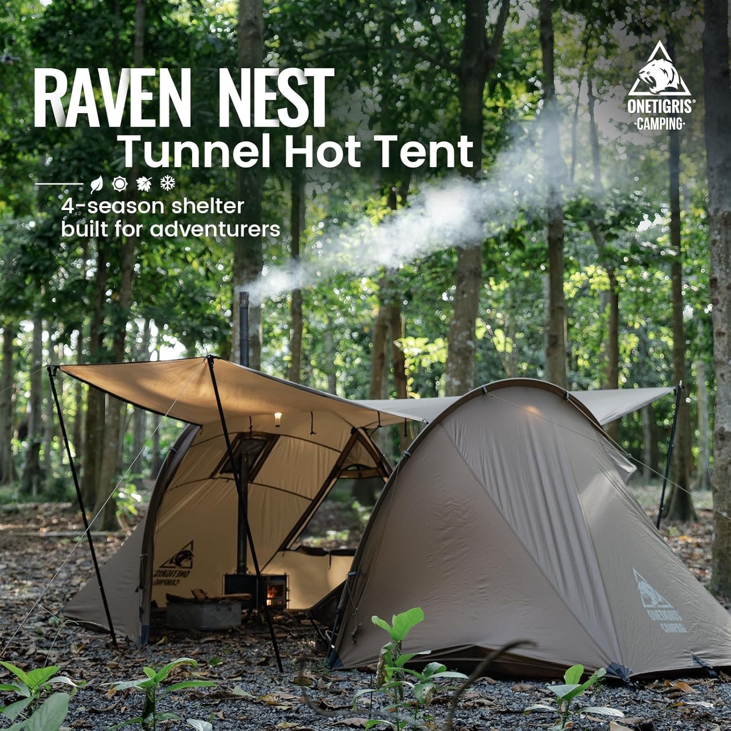 OneTigris Raven NEST Hot Tent with Stove Jack, Spacious Waterproof 2 Person Tunn... 3 OneTigris Raven NEST Hot Tent with Stove Jack, Spacious Waterproof 2 Person Tunn... - Image 3