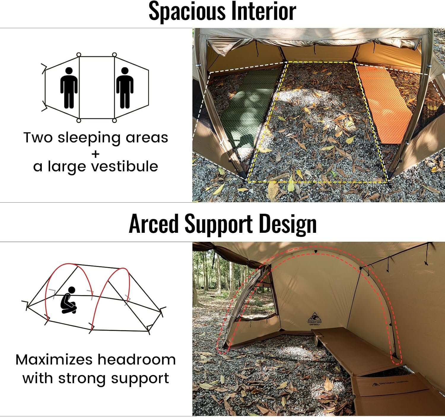 OneTigris Raven NEST Hot Tent with Stove Jack, Spacious Waterproof 2 Person Tunn... 4 OneTigris Raven NEST Hot Tent with Stove Jack, Spacious Waterproof 2 Person Tunn... - Image 4