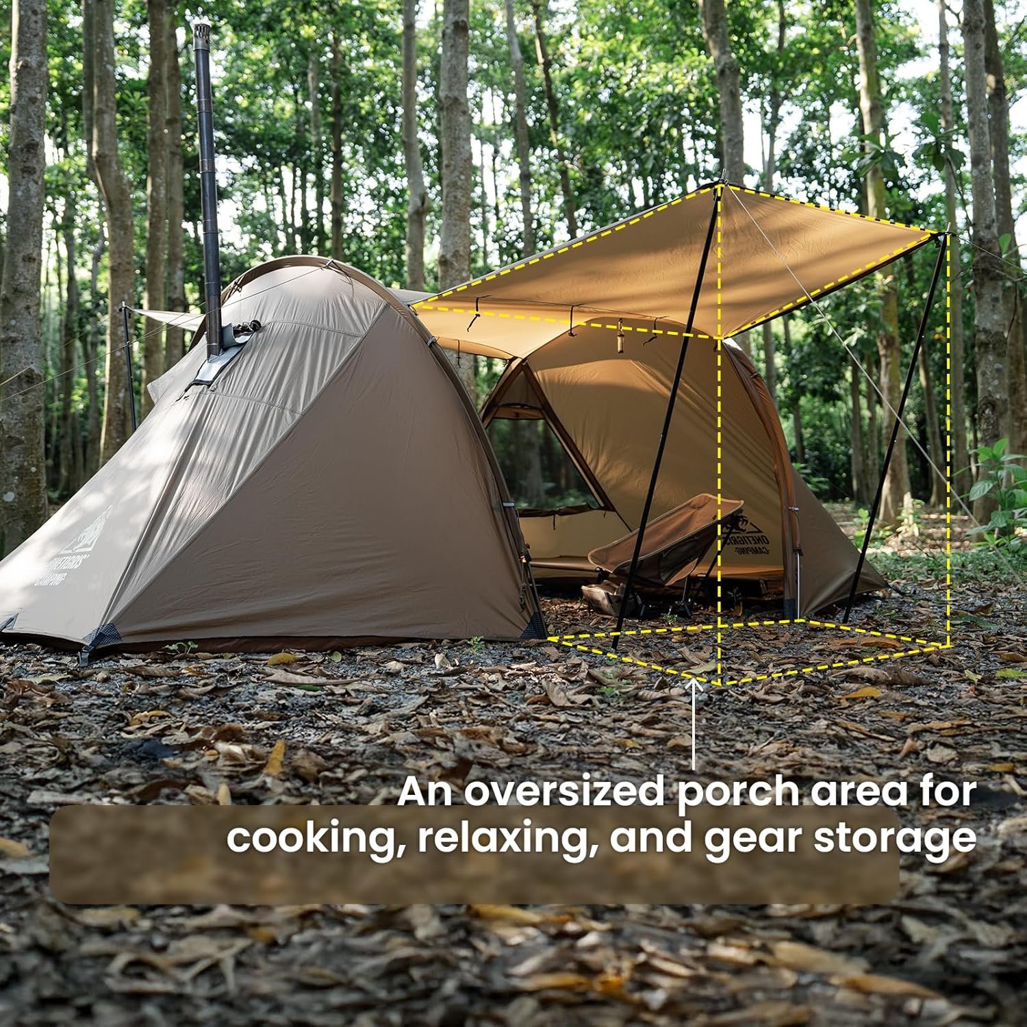 OneTigris Raven NEST Hot Tent with Stove Jack, Spacious Waterproof 2 Person Tunn... 5 OneTigris Raven NEST Hot Tent with Stove Jack, Spacious Waterproof 2 Person Tunn... - Image 5