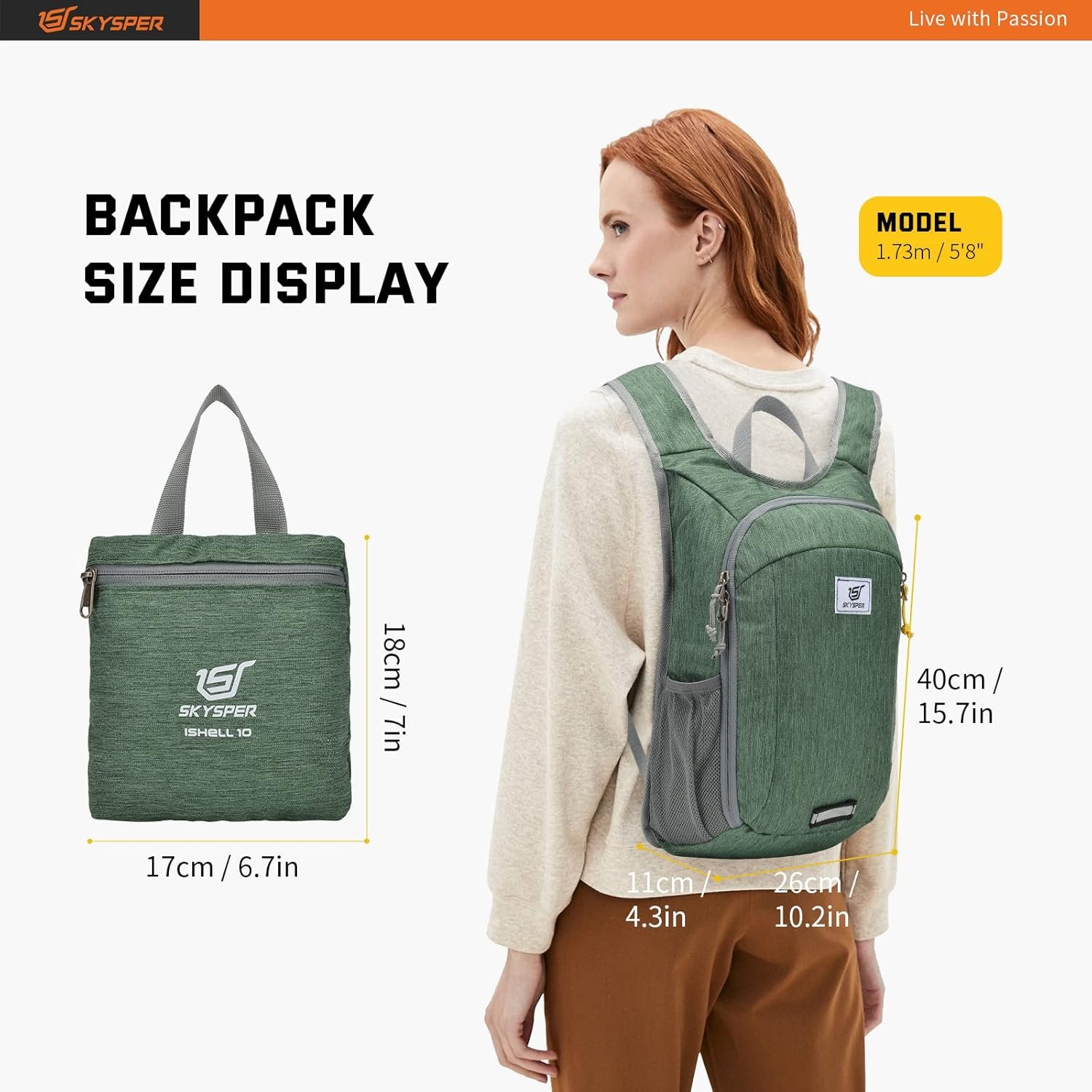 SKYSPER Small Daypack 10L Hiking Backpack Packable Lightweight Travel Day Pack f... 7 SKYSPER Small Daypack 10L Hiking Backpack Packable Lightweight Travel Day Pack f... - Image 7