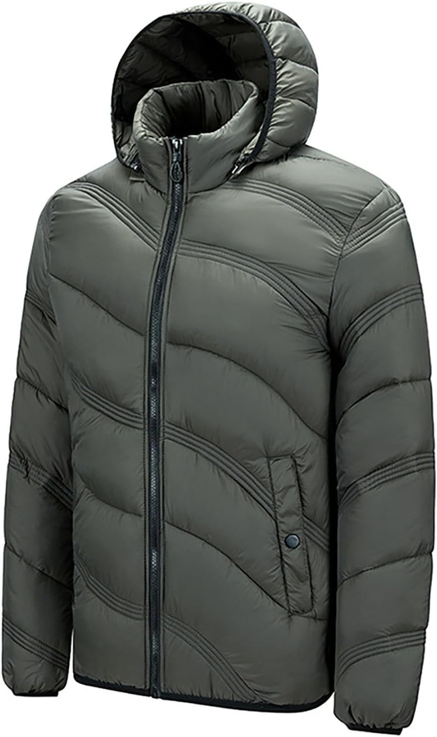 Hooded Puffer Jacket Men Water-Resistant Winter Coat Padded Puffy Coat Lightweig... 5 Hooded Puffer Jacket Men Water-Resistant Winter Coat Padded Puffy Coat Lightweig... - Image 5