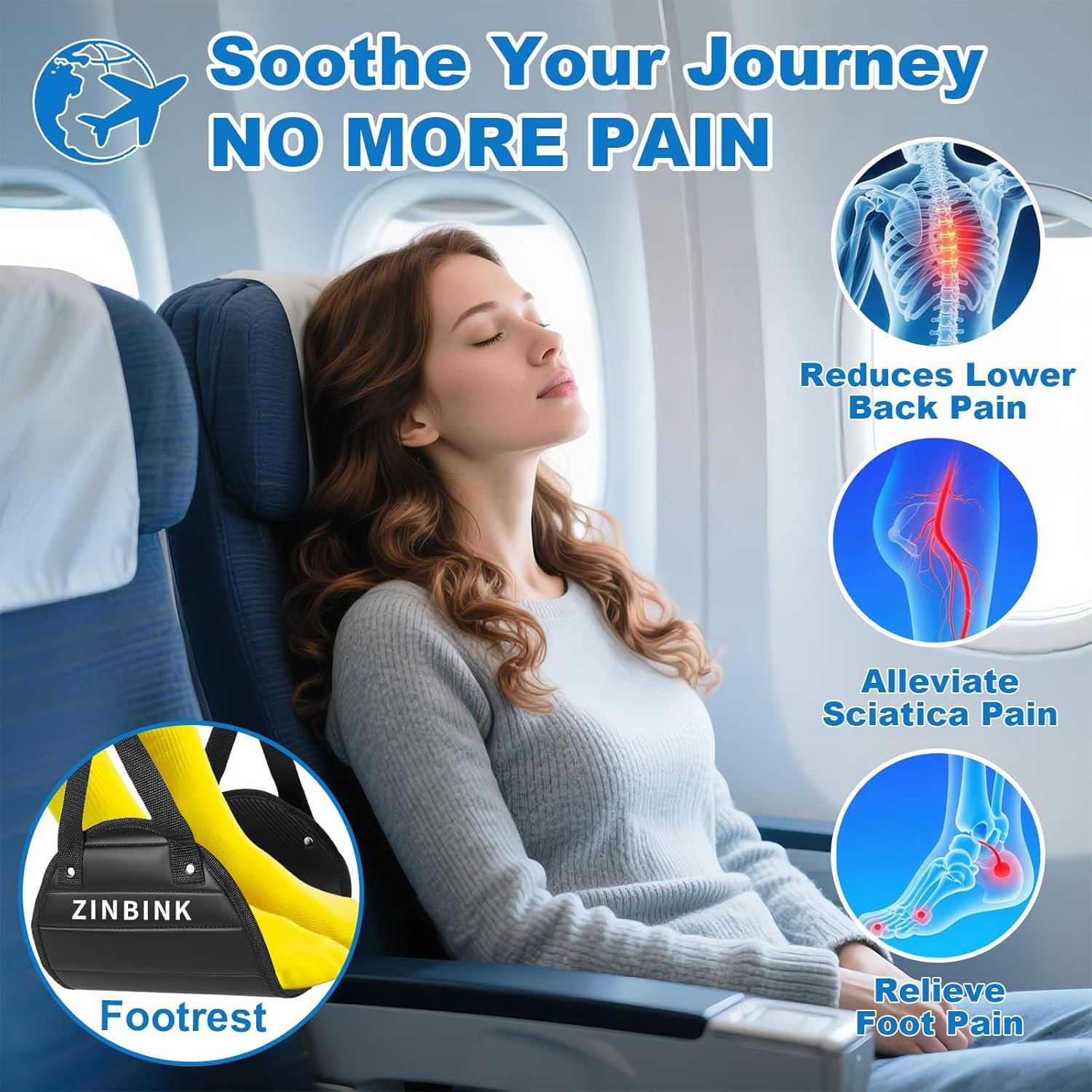 Airplane Foot Hammock, Portable Foot Hammock for Plane Travel to Relax Your Feet... 4 Airplane Foot Hammock, Portable Foot Hammock for Plane Travel to Relax Your Feet... - Image 4