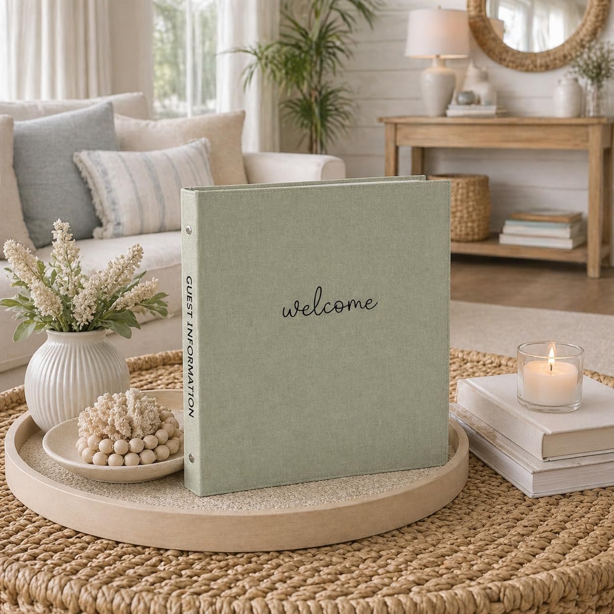 Paper 'n Such Welcome Binder for Short Term Rentals –Green Linen Fabric 3 Ring F... 3 Paper 'n Such Welcome Binder for Short Term Rentals –Green Linen Fabric 3 Ring F... - Image 3