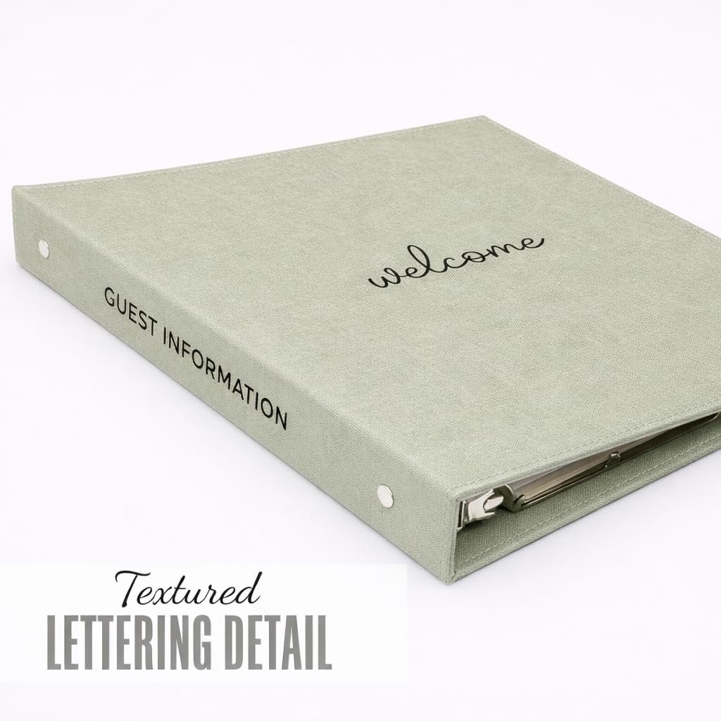 Paper 'n Such Welcome Binder for Short Term Rentals –Green Linen Fabric 3 Ring F... 6 Paper 'n Such Welcome Binder for Short Term Rentals –Green Linen Fabric 3 Ring F... - Image 6