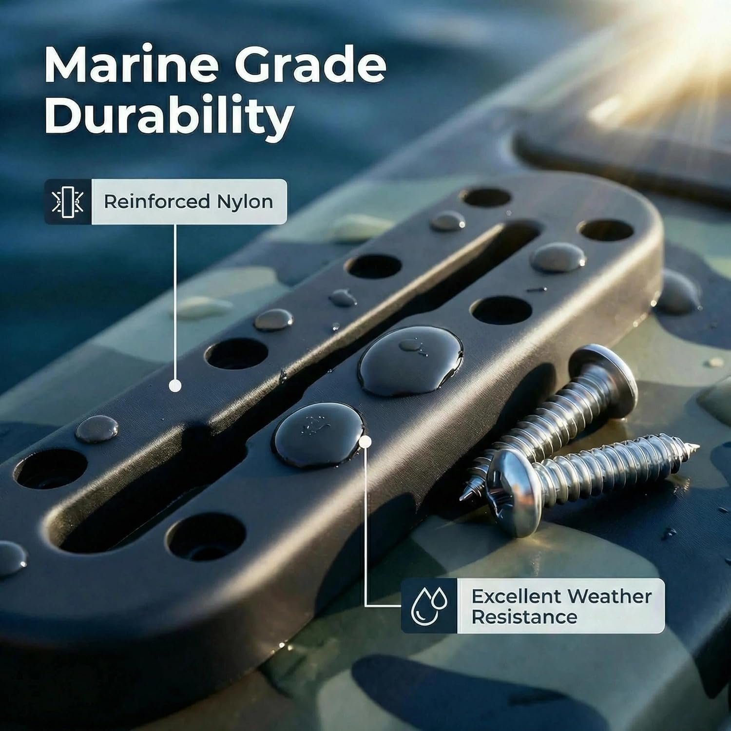 Kayak Track Rail - Low Profile Design for Fishing Rod,Cup Holders and Paddle Hol... 3 Kayak Track Rail - Low Profile Design for Fishing Rod,Cup Holders and Paddle Hol... - Image 3