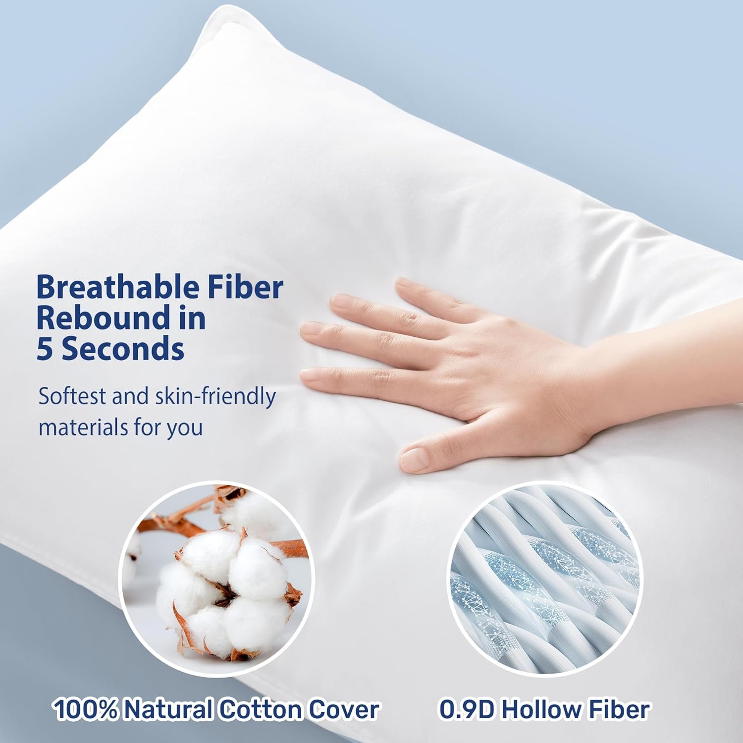 UNIKOME Ultra Soft Pillows Standard Size Set of 2 - Hotel Collection Luxury 100%... 4 UNIKOME Ultra Soft Pillows Standard Size Set of 2 - Hotel Collection Luxury 100%... - Image 4