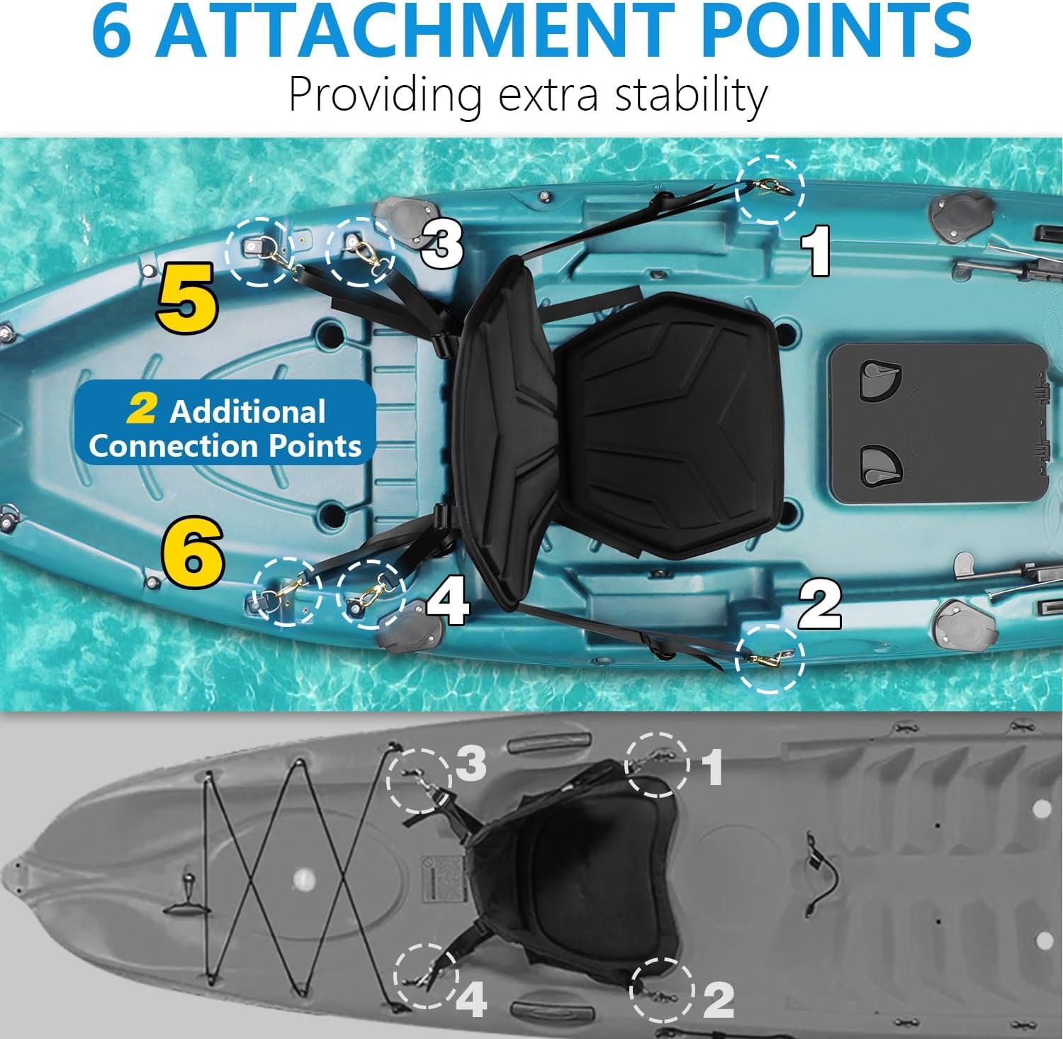 HLOGREE 6-Point Attachment - Thick Padded Kayak Seat Cushion with Back Support,E... 3 HLOGREE 6-Point Attachment - Thick Padded Kayak Seat Cushion with Back Support,E... - Image 3