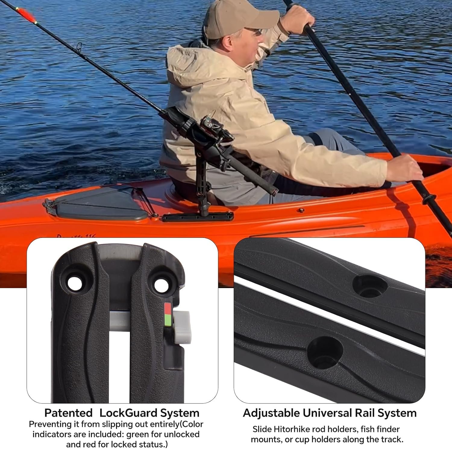 Hitorhike Pro Kayak Fishing Track with Manual Lock - All-Water Ready Rail System... 4 Hitorhike Pro Kayak Fishing Track with Manual Lock - All-Water Ready Rail System... - Image 4