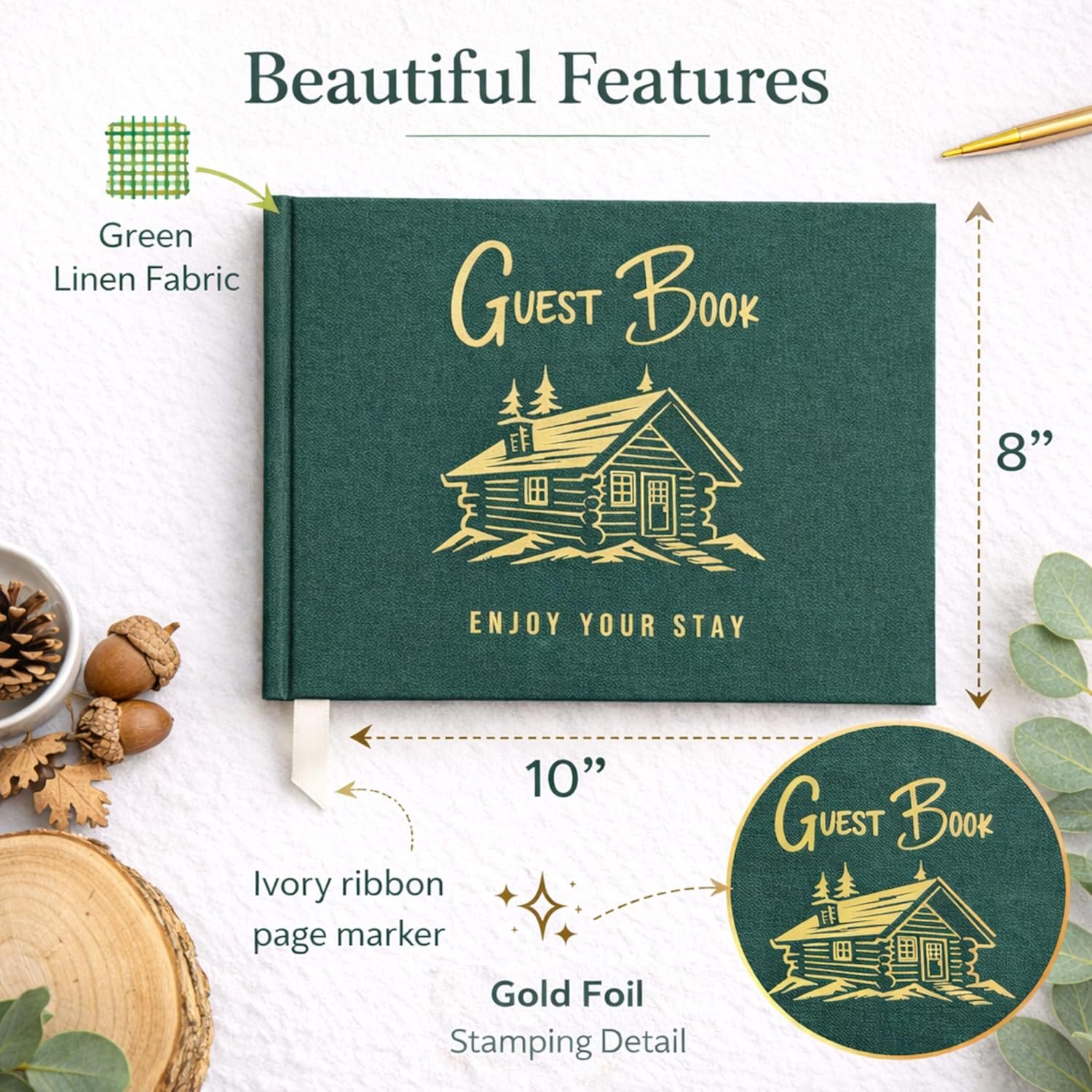 Paper 'n Such Cabin Guest Book for Airbnbs and Vacation Homes- Forest Green Line... 8 Paper 'n Such Cabin Guest Book for Airbnbs and Vacation Homes- Forest Green Line... - Image 8