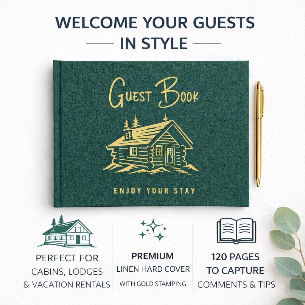 Paper 'n Such Cabin Guest Book for Airbnbs and Vacation Homes- Forest Green Line... 9 Paper 'n Such Cabin Guest Book for Airbnbs and Vacation Homes- Forest Green Line... - Image 9