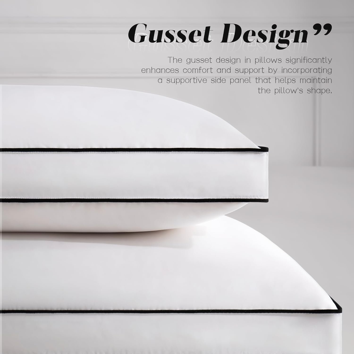 DOWNSTORIA Feather Down Pillows Queen Size Set of 2 with Gusset, Luxury Hotel Co... 4 DOWNSTORIA Feather Down Pillows Queen Size Set of 2 with Gusset, Luxury Hotel Co... - Image 4