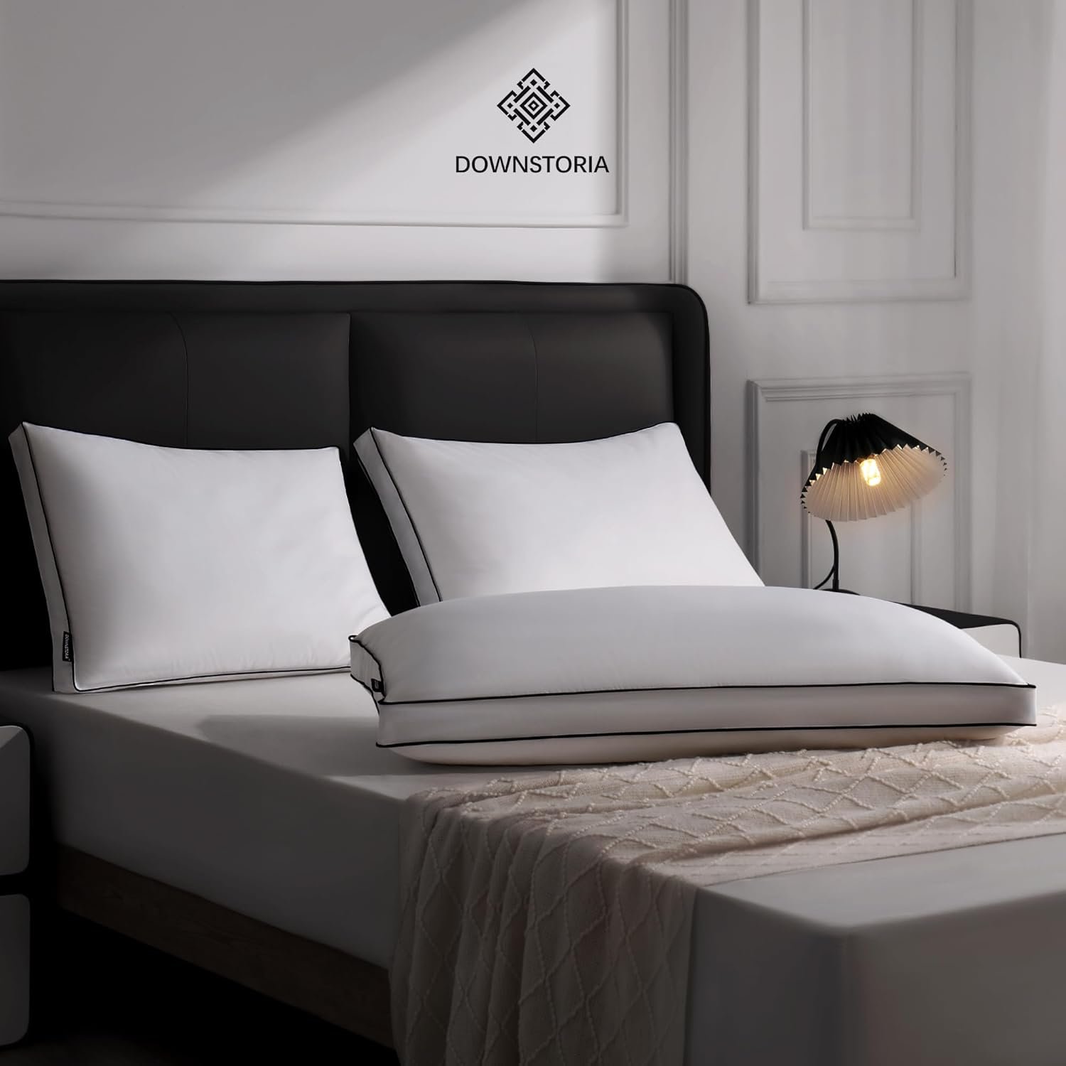 DOWNSTORIA Feather Down Pillows Queen Size Set of 2 with Gusset, Luxury Hotel Co... 7 DOWNSTORIA Feather Down Pillows Queen Size Set of 2 with Gusset, Luxury Hotel Co... - Image 7