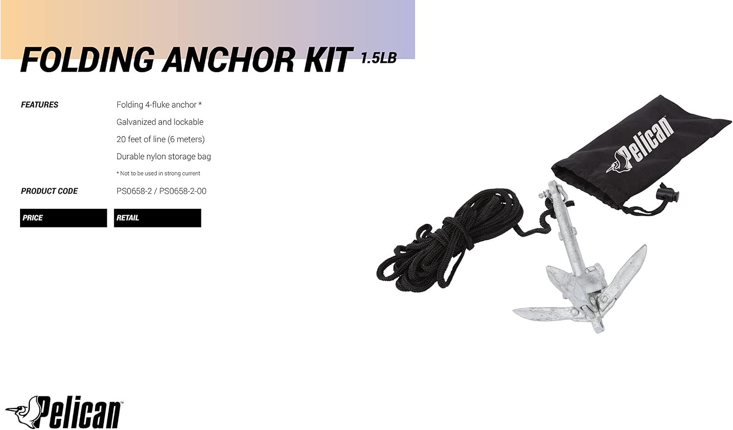 Compact Anchor Kit for Kayak, Canoe, SUP, Inflatables or Small Boats, Foldable S... 6 Compact Anchor Kit for Kayak, Canoe, SUP, Inflatables or Small Boats, Foldable S... - Image 6