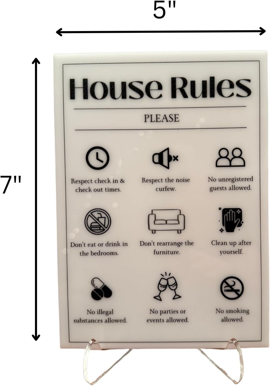 House Rules - Vacation Rental House Rules Signs, 5x7 inch Acrylic Signs (Design ... 3 House Rules - Vacation Rental House Rules Signs, 5x7 inch Acrylic Signs (Design ... - Image 3