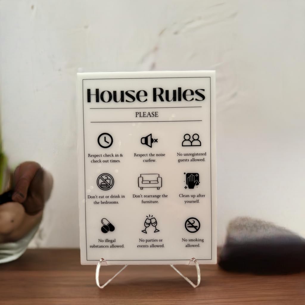 House Rules - Vacation Rental House Rules Signs, 5x7 inch Acrylic Signs (Design ... 4 House Rules - Vacation Rental House Rules Signs, 5x7 inch Acrylic Signs (Design ... - Image 4