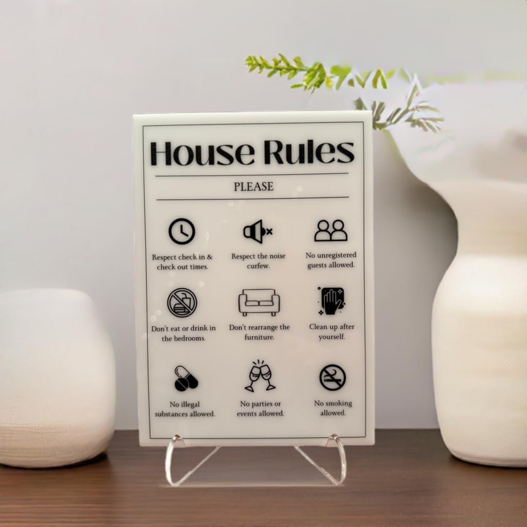 House Rules - Vacation Rental House Rules Signs, 5x7 inch Acrylic Signs (Design ... 5 House Rules - Vacation Rental House Rules Signs, 5x7 inch Acrylic Signs (Design ... - Image 5