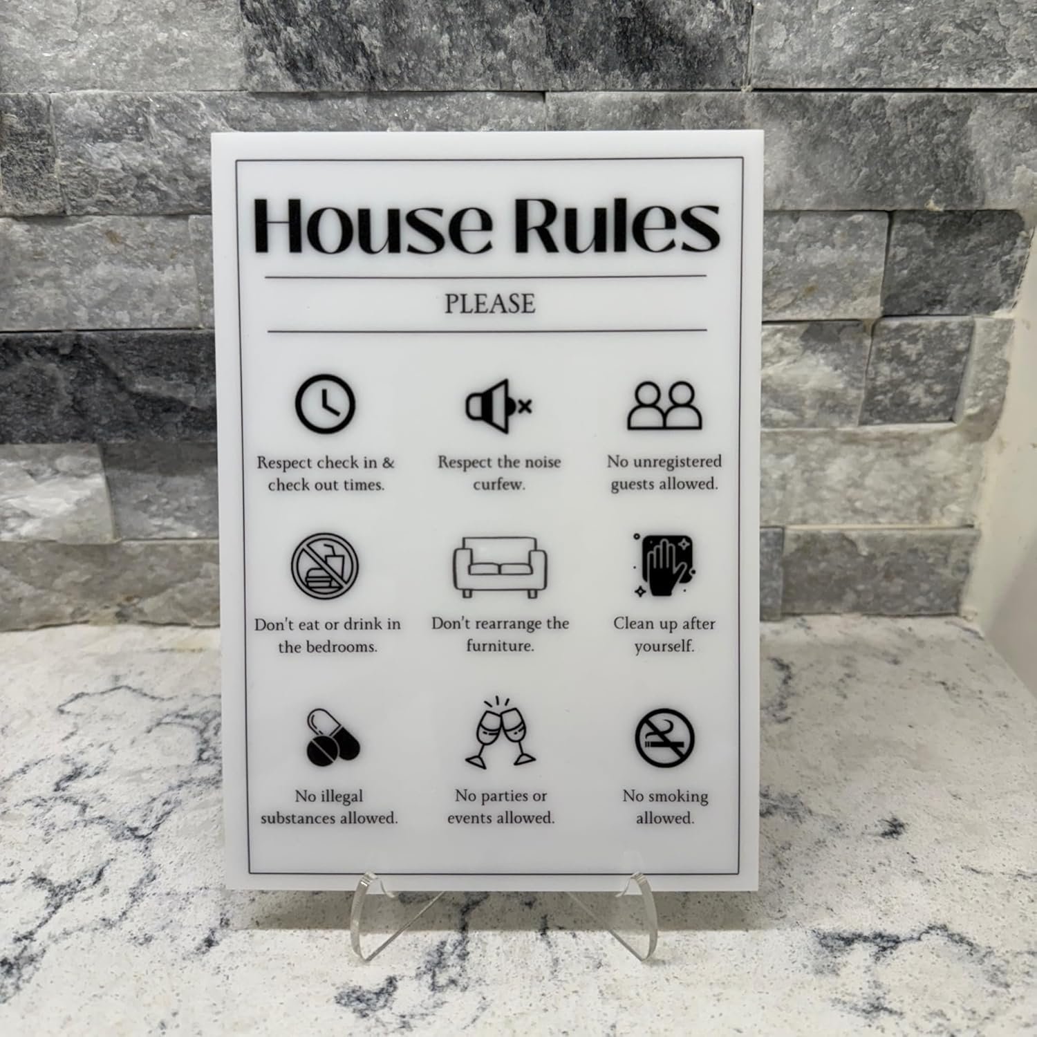 House Rules - Vacation Rental House Rules Signs, 5x7 inch Acrylic Signs (Design ... 6 House Rules - Vacation Rental House Rules Signs, 5x7 inch Acrylic Signs (Design ... - Image 6