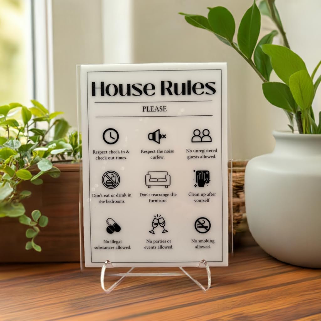 House Rules - Vacation Rental House Rules Signs, 5x7 inch Acrylic Signs (Design ... 7 House Rules - Vacation Rental House Rules Signs, 5x7 inch Acrylic Signs (Design ... - Image 7