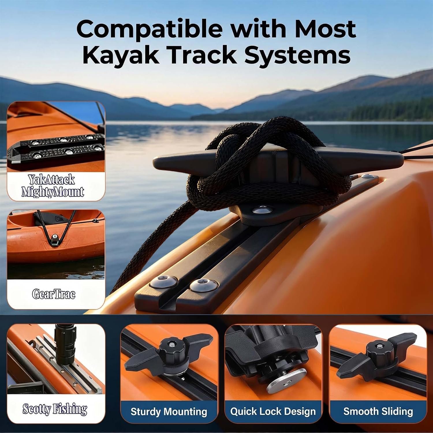 Kayak Track Anchor Cleat, Low-Profile Polymer Tie-Down,Black,2Pcs | Low Profile ... 3 Kayak Track Anchor Cleat, Low-Profile Polymer Tie-Down,Black,2Pcs | Low Profile ... - Image 3