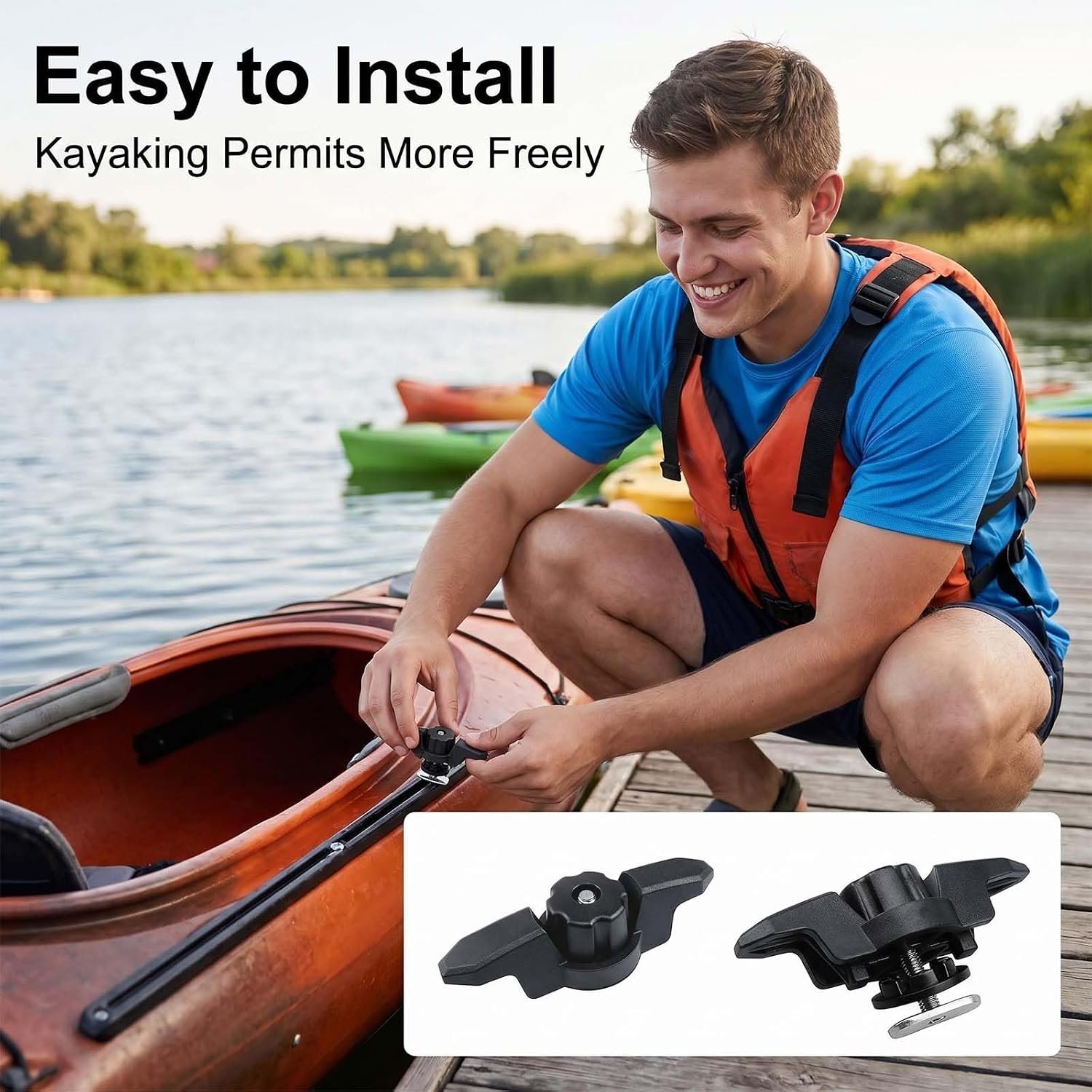 Kayak Track Anchor Cleat, Low-Profile Polymer Tie-Down,Black,2Pcs | Low Profile ... 4 Kayak Track Anchor Cleat, Low-Profile Polymer Tie-Down,Black,2Pcs | Low Profile ... - Image 4