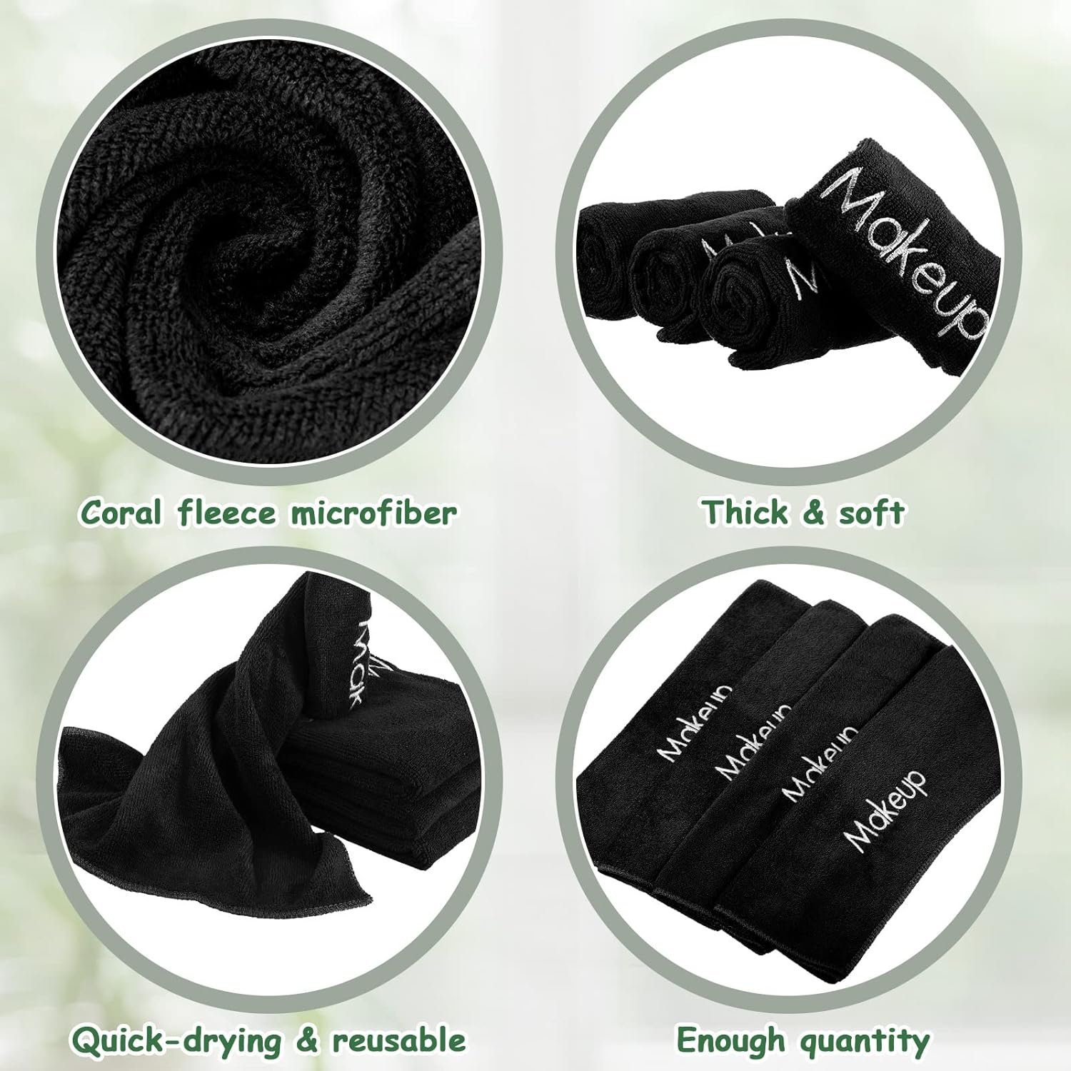 Shimeyao 20 Pack Makeup Towels Black Makeup Washcloths for Face Microfiber Remov... 4 Shimeyao 20 Pack Makeup Towels Black Makeup Washcloths for Face Microfiber Remov... - Image 4