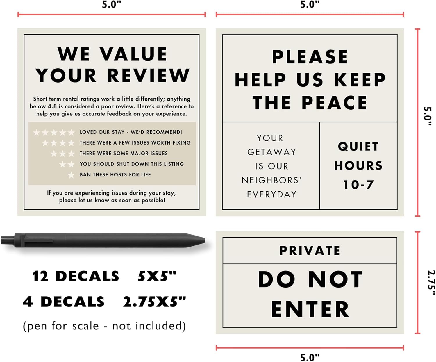 Short-Term Rental Host Essentials – 16 Waterproof Vinyl Decals + 2 Customizable ... 4 Short-Term Rental Host Essentials – 16 Waterproof Vinyl Decals + 2 Customizable ... - Image 4